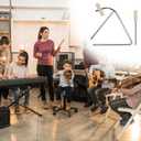 QWORK Steel Triangle Instrument 6 Inch Hand Percussion with Striker & Hanging Loop, Clear Ringing Sound for Classroom Music, Band Rehearsal, Teaching, Parties