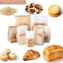 100 Pcs Bread Bags with Tin Tie, Loaf Bags Made Of Brown Cotton Paper, Storage Packing Bag with Clear Window for Bakery, Cafe, Homemade Bread, Mini Size 3.9 Inch