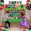 73Pcs Pixel Game Birthday Party Decorations for Boys, Pixel party supplies Kit, Gaming-Themed Birthday supplies Set including Banner, Tablecloth, Sword Foil Balloons, Cupcake Toppers.