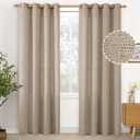 YoungsTex Oatmeal Semi Sheer Linen Curtains 80 Inch Length for Living Room, Burlap Light Filtering Window Treatments with Bronze Grommet for Bedroom Farmhouse, 52 x 80 Inch, 2 Panels