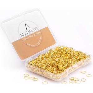 BEADNOVA 6mm Jump Rings Gold Jump Rings for Keychains Jewelry Making for Necklace Repair (300Pcs)