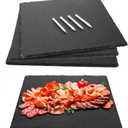 4 Pcs Slate Cheese Boards 11 x 11 Inch Square Charcuterie Boards Natural Slate Stone Plate Tray with Soapstone Chalk, Gourmet Serving Platter for Meats, Fruits, Parties, Appetizers