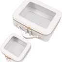 LETGO Clear Makeup Bags Set - TSA Approved Toiletry Bags with Zipper, Makeup Organizer for Carry-on Travel Essentials, Car Essentials Bags for Women & Men (Mini+Large White)