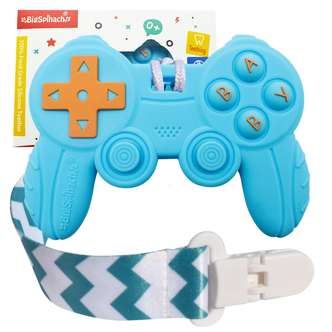Cool Remote Game Control Teething Toy for Babies 0-6 6-12 Months,Game Controller Teether for Gamer Parents,Baby's First Valentines Day Gifts,Silicone Remote Chew ToysBlue