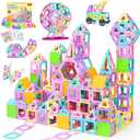 165 PCS Magnetic Tiles Set, Magnet Building Blocks Set with Car, Alphabet Card, and Ferris Wheel for Kids, STEM Educational Montessori Toy for 3 4 5 6 7 8 + Year Old Boys Girls Toddlers Birthday Gifts