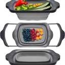 Comfify XL Large Kitchen Strainer - Collapsible Silicone Over-The-Sink Colander with Extendable Handles - Use with Pasta, Fruit, Berries & Veggie - 6 Quart - Gray