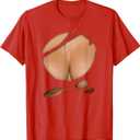 Ripped Sexy Busty Big Boobs T-Shirt, XL, Red