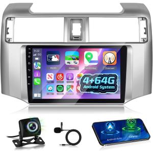 [4+64G] for Toyota 4Runner 2009-2019 Upgrade Radio: NHOPEEW 9 inch IPS Touchscreen Android Stereo - Wireless Carplay and Android Auto, Custom Homepage, 5G/WiFi, GPS, DSP/EQ + Backup Camera + Canbus