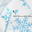 MEEDEE 2.5 Inch White Ribbon with Blue Glitter 10 Yards Wired Snowflake Ribbons Blue and White Ribbon for Christmas Tree, Winter Holiday Decor, Garlands, Wreaths, Gift Wrapping