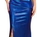 Miusol Women's Elegant Sequin Lace Spaghetti Straps Formal Satin Maxi Dress (Large, A-Royal Blue)