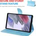 2 x Dteck for Samsung Galaxy Tab A7 Lite 8.7" Case 2021 (SM-T220/T225/T227), Cute Butterfly PU Leather Shell Cover Protective Folio Case with Card Slots/Pocket, Lightweight Slim Fold Stand Case, Blue