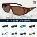 Fit Over Wrap Sunglasses Polarized Lens Wear Over Eyeglasses 100% UV Protection for Men and Women (Brown, M)