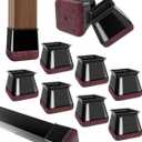 20 Pcs Chair Leg Floor Protectors for Hardwood Floors, Black Rubber Furniture Sliders with Felt, Silicone Furniture Leg Caps Covers, Fit Square Diameter (1.71" to 2.0")