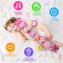 Baby Toys 0-6 6-12 Months, Stuffed Animal Infant Tummy Time Toys Sensory Toys with Crinkle Rattles Textures and Mirror Gifts for Newborn Boys Girls, Baby (Pink)