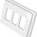 BESTTEN [2 Pack] 3 Gang Mid Size Screwless Wall Plate, USWP4 Gloss White Series, H4.88 x W6.74, Unbreakable Polycarbonate Midway Outlet Cover