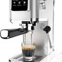 Espresso Machine 20 Bar, Touch Screen Espresso Maker with Steam Milk Frother, Stainless Steel Coffee Machine for Cappuccino Latte Americano Cold Brew,1350W Fast Heat Up System, Silver