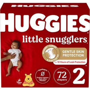 Huggies Little Snugglers Baby Diapers, Size 2 (12-18 lbs), 72 Ct