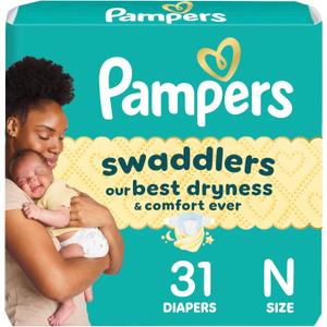 Pampers Baby Diapers - Swaddlers - Size New Born, 31 Count, Ultra Absorbent Disposable Newborn Diaper