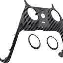 eXtremeRate Graphite Carbon Fiber Pattern Decorative Trim Shell Compatible with p s 5 Controller, DIY Replacement Clip Shell, Custom Plates Cover Compatible with p s 5 Controller with Accent Rings