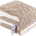 Electric Heated Blanket, 3D Pattern Design, Twin Size Sherpa Super Cozy Heated Blanket with 5 Heating Levels & 10 Hours Auto Off, Beige (Twin-62"x84")