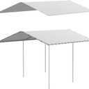 10 x 20 ft Canopy Replacement Cover for Carport, Heavy Duty Waterproof & UV Protected Garage Top Tent Shelter Tarp, Tear-Resistant Car Shed Tarpaulin with 48 Ball Bungees