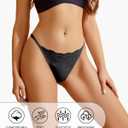 2 x G-String Thongs for Women Lace Thongs Black Thongs for Women Panties (Black, S)