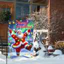 2 x Merry Christmas Garden Flag Double Sided 12x18 Flag Festive Santa Xmars Garden Flag Santa With Christmas Lights And Snowy Scene Outdoor Holiday Yard Lawn Decoration Banner