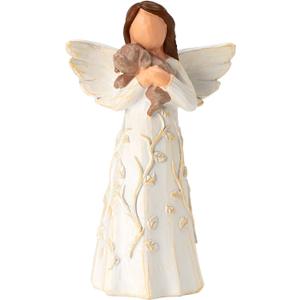 Friendship Angel Figurine with Dog Sculpture, Hand-Painted Memorial Gift for Pet Lovers - Remembrance of Loyal Pets & Friends Present and Past, Home Decor Statue