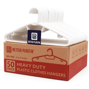 Heavy Duty Plastic Clothes Hangers  50 PCS | Space-Saving, Ideal for Daily Use Design for Shirts, Coats, Dresses, Pants, & Skirts | Durable & Lightweight