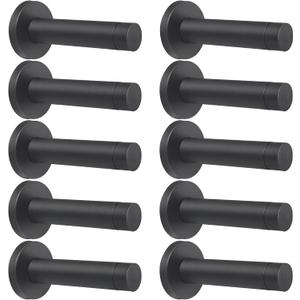 DOKU 10Pcs Door Stop, 3.5 Inch Heavy Duty 304 Stainless Steel Door Stopper with Rubber Tips Bumper, Wall Mounted Door Holder Protection Sound Dampening, Matte Black