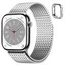 Fullmosa Compatible with Apple Watch Bands 41mm 40mm 38mm for Women Men, Stainless Steel Mesh Loop Magnetic Clasp iWatch Band with TPU Case for Apple Watch Series 9 8 7 6 5 4 3 2 1 SE3/2/1, Silver