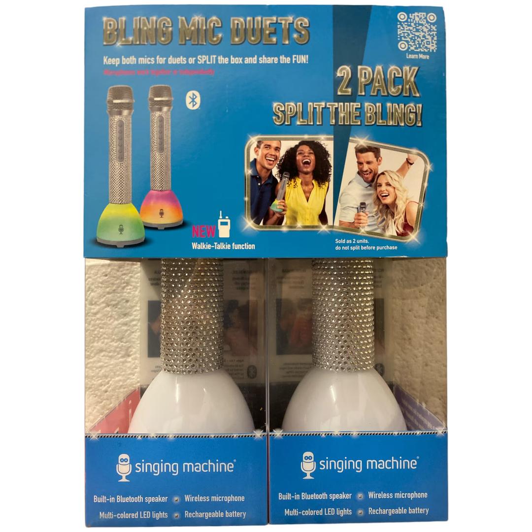 Singing Machine Bling Duets Wireless Walkie-Talkie Microphone, 2pk