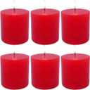 6 Pack 3x3 Inch Red Pillar Candles for Romantic Valentine's Day and Christmas, Unscented Column Candle for Home Restaurants, Smokeless Dripless and Clean Burning Emergency Candle