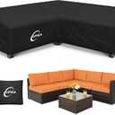 Kipiea Patio V-Shaped Sectional Sofa Cover, 420D Heavy-Duty Oxford Fabric Outdoor Sectional Cover with 6 Windproof Buckles, Anti UV and No Tears, No Fading (89" x 89"L x 33.5"D x 31"H)Black