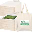 Lzerking 50/120 Pack Canvas Tote Bag Bulk for Business or Group, 13x15 Inches Blank Tote Bags for Sublimation