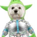Huhumy Green Alien Costume for Small Dog, Medium Dog Halloween Astronaut Outfits Alien Pet Costume Cute Hooded with Reflective Outfits for Puppy Kitten Halloween Cosplay Party(M)