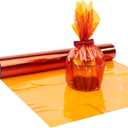 SYOGUA 100 ft x 17 in Orange Cellophane Wrap Roll, Translucent Cellophane Roll Orange for Gift Baskets, Colored Cellophane Paper Wrapping Plastic for DIY Crafts, Treats, Halloween Candies, Holiday Decoration