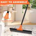 JEHONN Floor Squeegee Heavy Duty with 58.3 inches Long Handle, Rubber Scraper Broom for Cleaning Foam Water on Garage Concrete Bathroom Tile Marble Shower Glass Shop Deck Window Indoor Outdoor (Orange)