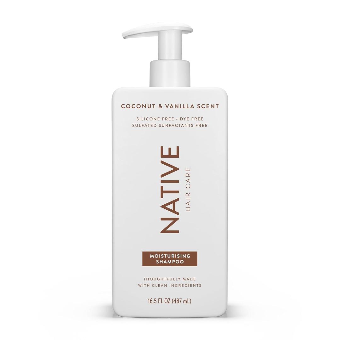 Native Coconut & Vanilla Moisturizing Vegan Shampoo, Clean, Sulfate, Paraben and Silicone Free - 16.5 fl oz