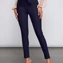 XXTAXN Women's Casual High Waist Stretch Trousers Solid Pencil Pants with Tie (S)