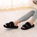 Litfun Women's Fuzzy House Slippers with Moderate Arch Support Open Toe Cozy Bedroom Shoes Indoor