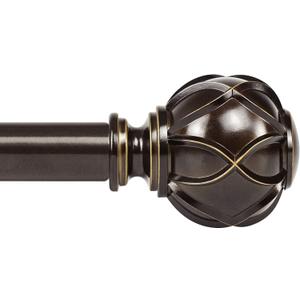 KAMANINA 1 Inch Curtain Rod Telescoping Single Drapery Rod 36 to 72 Inches (3-6 Feet), Antique Bronze Curtain Rods for Windows 24 to 68 Inches, Netted Texture Finials