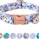 Unique Style Paws Dog Collar With Metal Buckle - Red Rose Flower Gift, Durable Cute for Small Medium Large Boys Girls Dogs