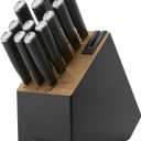 KitchenAid Classic Slim Knife Block Set with Built-In Knife Sharpener, High Carbon Stainless Steel Kitchen Knives, Sharp Kitchen Knife Set with Block, Black, 14 Piece