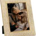 Kimdio 6x8 Picture Frames Resin Table Frame Rustic Photo Frame with High Definition Glass for Wall or Tabletop Display - Gold+White