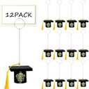 CIXICM 12 Pcs Wooden Graduation Cap Table Number Holders Table Sign Holders Card Stands Photo Picture Holders Centerpieces for Decorations