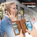 TwoHead Wallet Case Compatible with iPhone 15,Detachable Magnetic Phone Case,All-Round Protective Leather Phone Case with Card Holder,6.1 in,Brown
