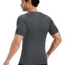 MAGCOMSEN Mens Compression Shirt Short Sleeve Gym Bodybuilding Dark Grey (Black, XL)