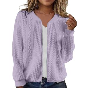 Zip Up Sweatshirts for Women Casual Outfits Cardigan Outerwear Trendy Winter Jackets Coat (X-Large, 36light-purple)