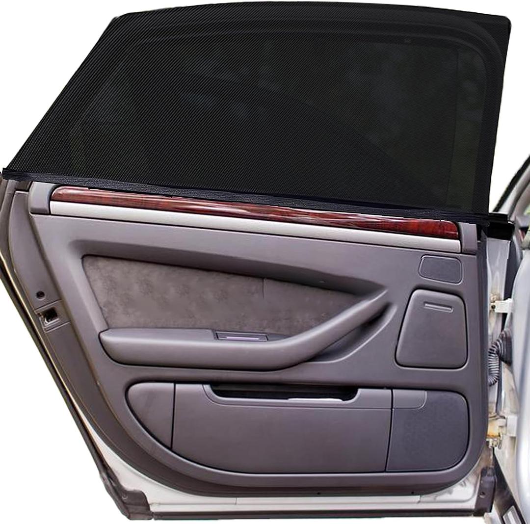 EcoNour Window Shades for Side Windows (Pack of 2) | Sun Shade for Car Heat and UV Protection | Adjustable Elastic Fabric Baby Car Shade | Rear Side Window Sun Shade Accessories (Large 40"x25")